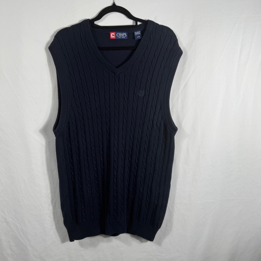 Chaps Men's Blue Vest 100% Cotton sz L
